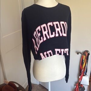Abercrombie & Fitch Black and Pink Cropped Top
